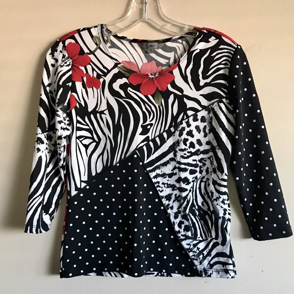 Vintage Caia Y2K 90s Floral Patchwork Polka Dot Woman’s Size Small‎ Retro